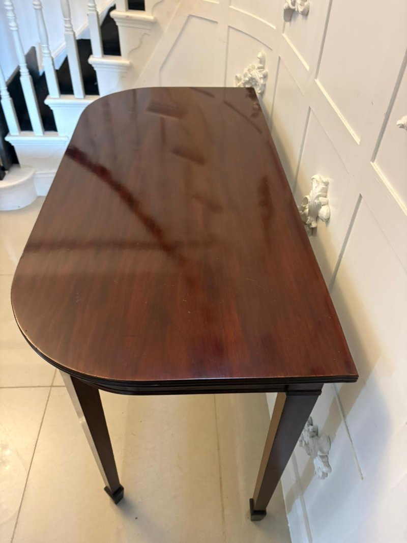 Antique Georgian Mahogany Demi Lune Console Table - Image 4